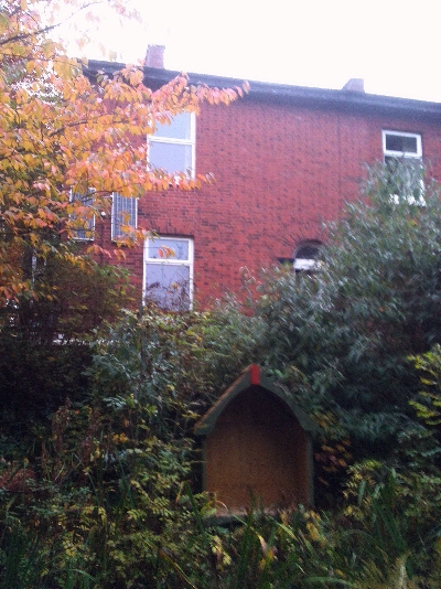 Looking from the pond towards the house